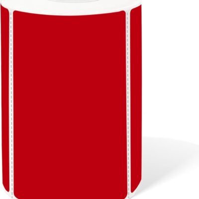 2×3 Inch Red Removable Thermal Labels,Self-Adhesive Square Direct Thermal Labels,300 Sheets per Roll with Perforated Lines