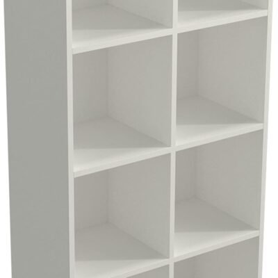 8-Cube Storage Shelf Bookcase - Wooden 4-Tier Floor Standing Open Bookshelf, Modern TV Stand up to 55 Inchs for Home and Office, Warm White