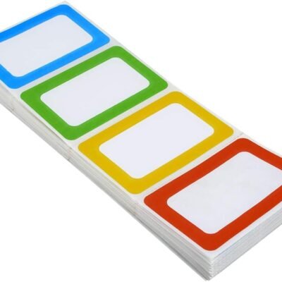 Plain Name Tag Stickers Colorful Border Name Tag Labels - 200 Stickers (3.5 x 2.25 inch)