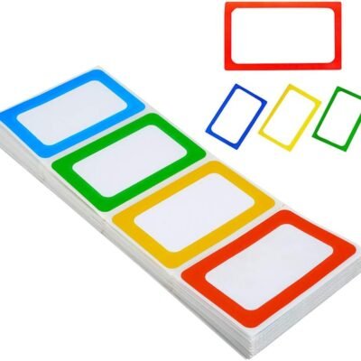 4 Colors Plain Name Tag Stickers 200 Labels for Office, School, Teachers, Meeting and Mailing