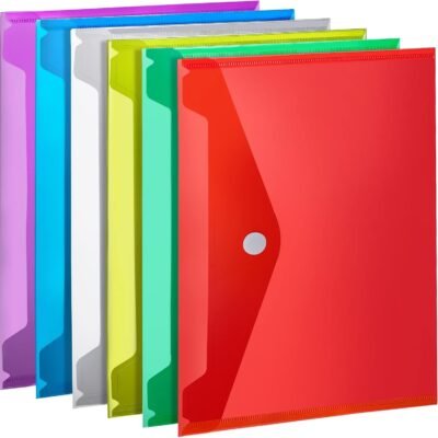 Plastic File Folders for Documents, 6 PCS Plastic Envelopes, Reable Clear File Folders File Bags Document Holder, A4 Size
