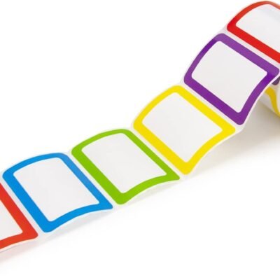 500 Stickers - 3.5" x 2.25"Colors Plain Name tag Labels with Perforated Line for School Office Home (Blank - 500 Labels)
