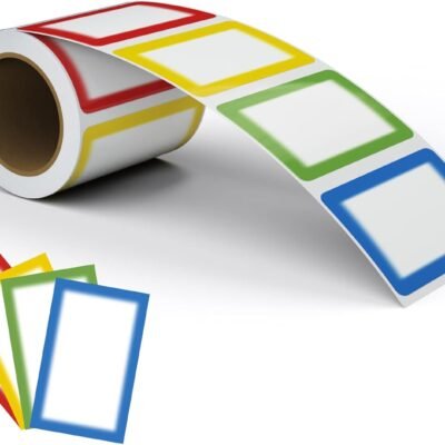 Colorful Plain Name Tag Labels - 200 Stickers, 3.5 x 2.25 Inch, Colorful Border Name Tags for Office, Meetings, School, Home, Events, and Parties