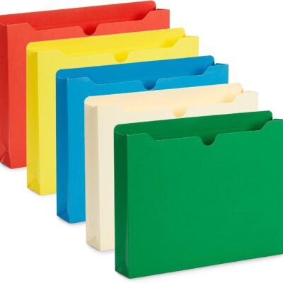 2 Inch File Jackets, Expandable Folders, Heavy Duty 2 Inch Expansion Pocket File Folders  Size, Assorted Colors, Reinforced Straight Cut Tab,25 Pack
