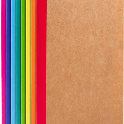 8 Pack Composition Notebooks Bulk, Kraft Cover Lined Blank College Ruled Composition Travel Journals with Rainbow Spines For Women Students Business, 60 Pages, 8.3”x 5.5”, A5, 8 Colors
