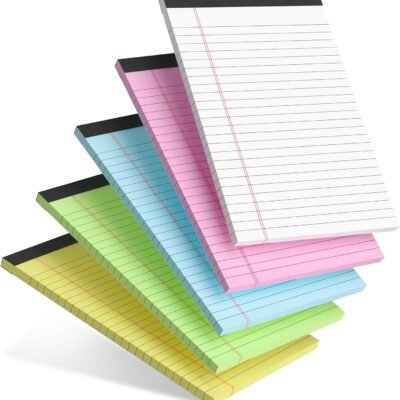 5pcs Small Note Pads 5x8 Notebook College Ruled Legal Pads Color Notepads 5 Pack Study Back Writing Pads 5 x 8 Perforated Narrow Ruled Pads of Paper for School & Office Supplies 30 Sheets/Pack
