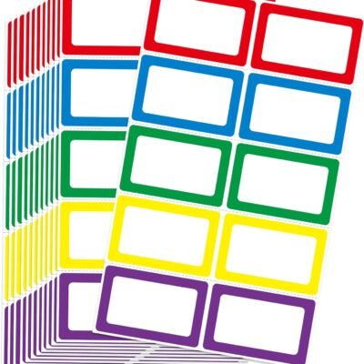 200 Stickers - 3.5" x 2.25" Colors Plain Name Tags Stickers with Perforated Line for School Office Home (Blank - 200 Labels)
