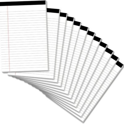 Legal Pads 5×8 Inch Notepad, 12 Pack Note Pads College Ruled Perforated Memo Pad for Work Study Daily Note Taking List, Lined Writing Pads Memo Refills Notepads for Office Home School, 30 Sheet/Pad