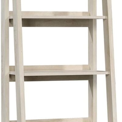 Ladder Bookshelf 5 Tier Trestle Ladder Shelf Wooden Bookcase, in Chalked Chestnut