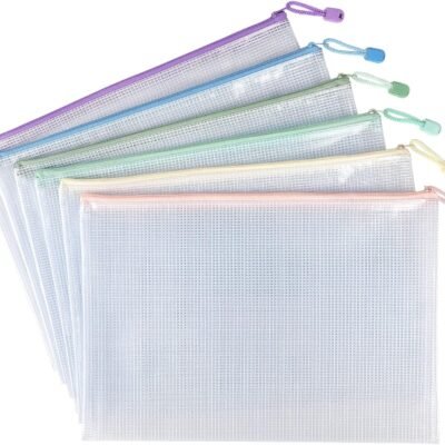 6 Pack Mesh Zipper Pouch Bags Waterproof Zipper Bags Durable Pouches for Organization Bag Board Game Storage, Document Bag /A4