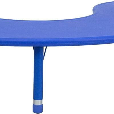 35''W x 65''L Half-Moon Blue Plastic Height Adjustable Activity Table