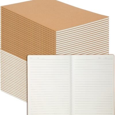 48 Pack A5 Kraft Paper Notebook Lined Journal Bulk, 8.3 X 5.5 Inch, 60 Pages/30 Sheets, 80, Travel Notebook Notepad for Adult, Students, Gift, Office, Back to School Supplies