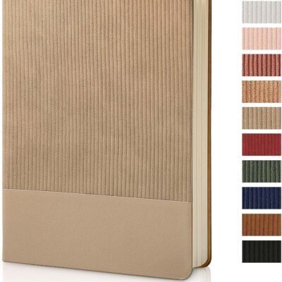 Lined Journal Notebook for Work College Ruled Note Book 5.79"x8.27" A5  Leather Daily Journaling 216 Pages for Women Men Writing Home School Supplies Business (Khaki)