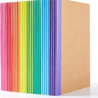 32 Pack Composition Notebooks Bulk,  Kraft Cover Lined Blank College Ruled Composition Travel Journals with Rainbow Spines For Women Students Business, 60 Pages, 8.3”x 5.5”, A5, 8 Colors