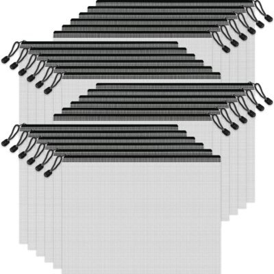 Mesh Zipper Pouch Bags, 24 Pcs Clear Zipper Pouches, A4  Size, Waterproof Document Bags Zip File Folder Organizing Storage Bag for School, Office Supplies.