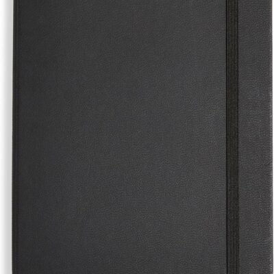 Classic Lined Writing Notebook for Note Taking and Journaling, Hardcover with Elastic Closure, 240 Pages, 5" x 8.25", Black
